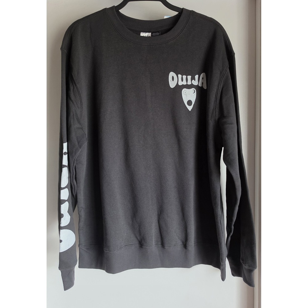 Ouija Sweatshirt XL Black Graphic Print Crew Neck Long Sleeve Pullover Top